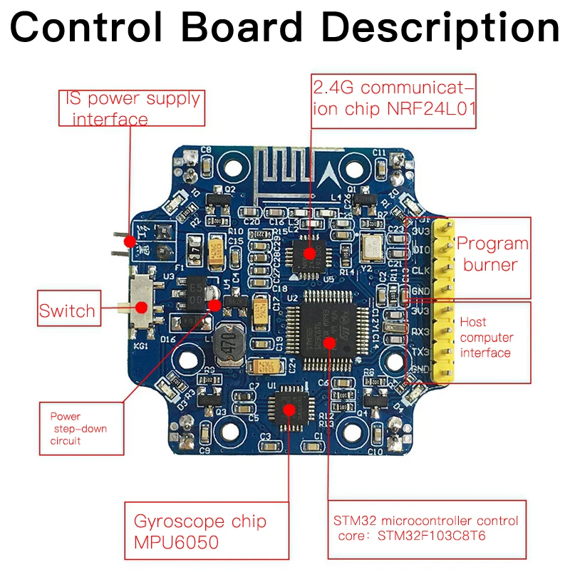 STM32 مفتوح المصدر أربعة محاور الطائرات لوحة تحكم الطيران Stm32 صغيرة أربعة محاور C برنامج لتقوم بها بنفسك لوحة تحكم أربعة الدوارات