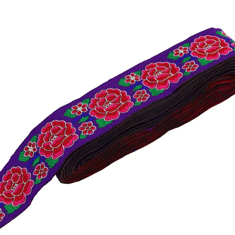 7 Yards 33mm nastri Jacquard ricamo etnico nastro di pizzo tessitura fiori motivo Trim vestiti accessori per tende tessuto di pizzo