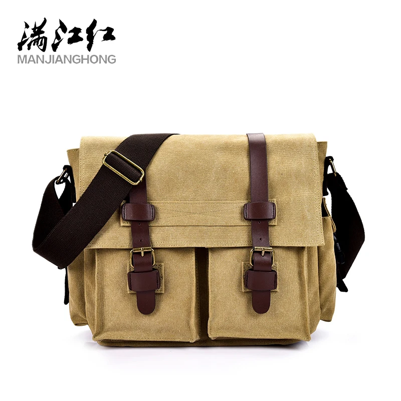 Double Buckle Male Canvas Bag Fashion Casual Men's Shoulder Bag Functional Men Messenger Bags 2020 Men Crossbody Bags