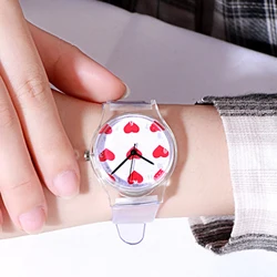 UTHAI CQ69-reloj deportivo de cuarzo para niños y niñas, pulsera Simple de color transparente con dibujos animados