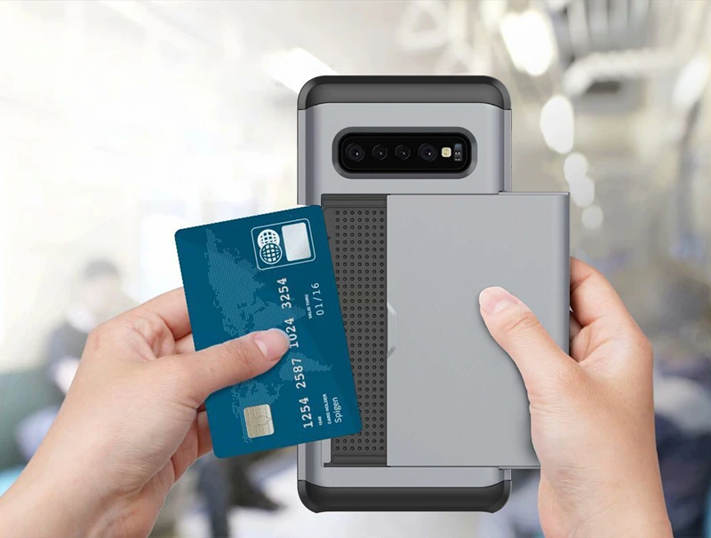 For Samsung Galaxy Note 10 Plus S10 E 5G S9 S8 Case Hybrid Tough Slide Wallet Card Storage Armor Cover For Note 8 9