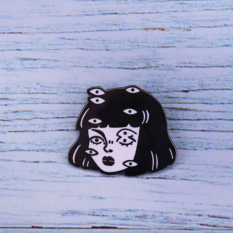 Eyes Enamel Pin Junji Ito Uzumaki Brooch Japan Horror Manga Label Jackets Badge