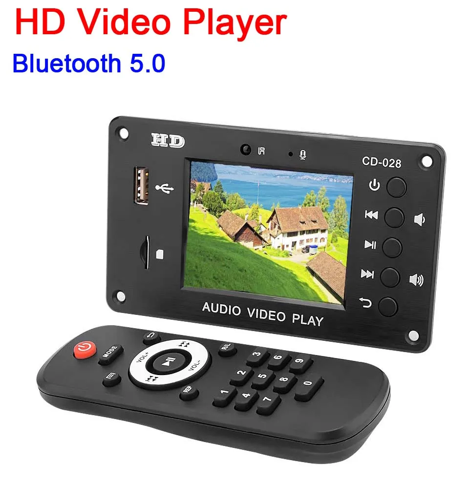 

Digital LCD HD Video Player Bluetooth 5.0 Stereo Audio Receiver FLAC WAV APE MP3 Decoder FM Radio USB For 12V 24V Car Amplifier