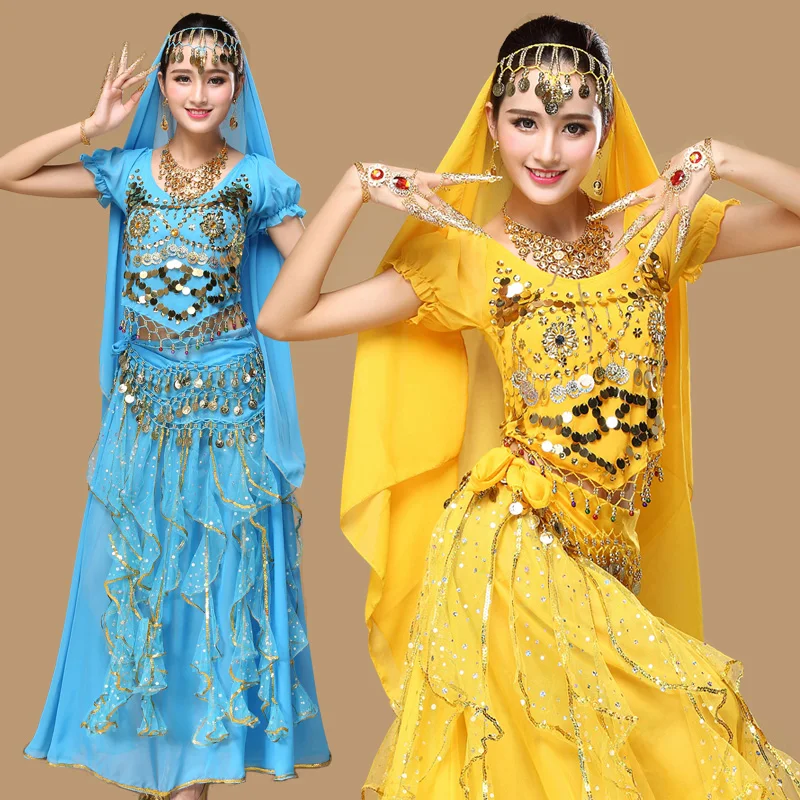 

4pcs/Set Women Belly Dancing Costumes Oriental Belly Dance Dress Adult Bollywood Costumes Indian Bellydance Suit Stage Clothing