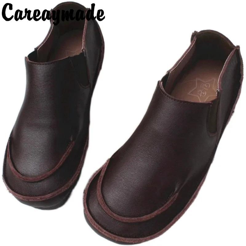 

Careaymade-Genuine Leather women's shoes round Head Wipe Color Handmade Comfortable Versatile Set Foot Oversized women's shoes