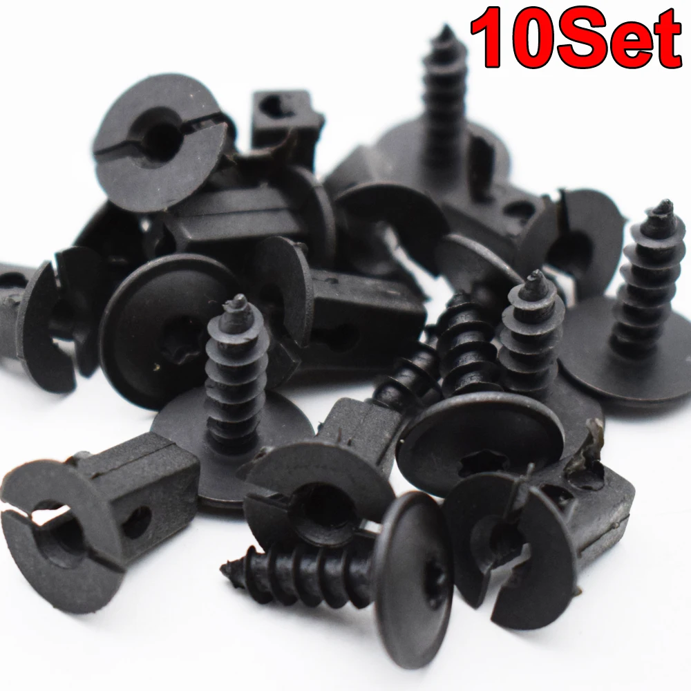 10Set Fender Liner Mudguard Fastener Clips Screws Retainer For Volkswagen VW Passat B5 B6 B7 CC Golf MK6 Tiguan Touran Polo