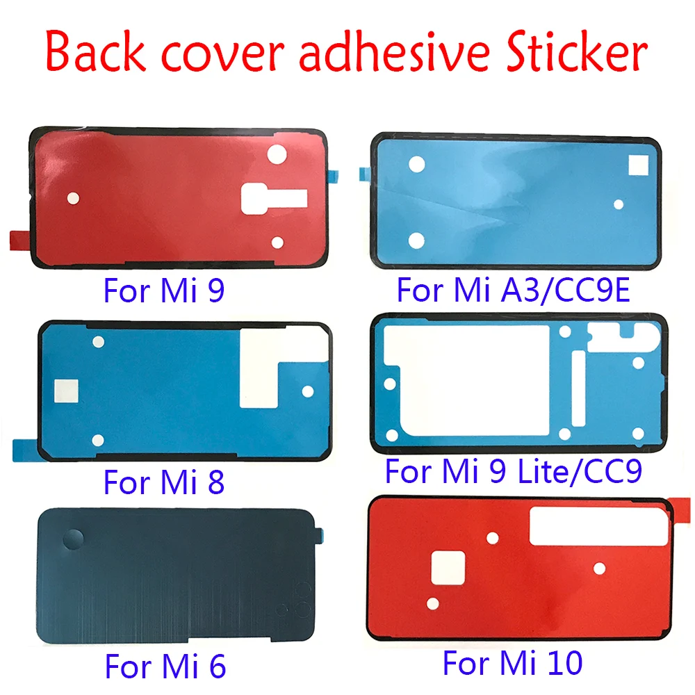 2Pcs，Back Cover Glue Tape For Xiaomi Note10 Pro Mi 6 2s Poco x2 Mi 8 9 10lite A3 CC 9 9e Mi 9T F2 Pro Redmi Note 9S 9 K20 K30Pro