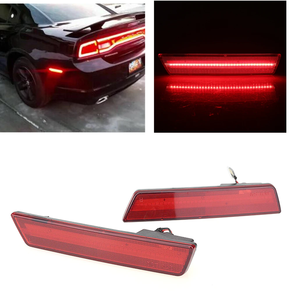 

For Dodge Challenger 2008-2014/ Charger 2011-2014 LED Rear Bumper Side Marker Light Red Cover Lens Indicator Turn Signal Lamp