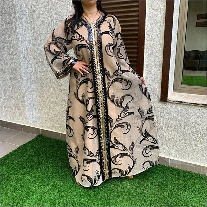 Eid Mubarak Muslim Fashion Abaya Women Dress Kafatn Hijab Islamic Dubai Clothes Dubai Sequins Patchwork Jalabiya Cardigan Robe