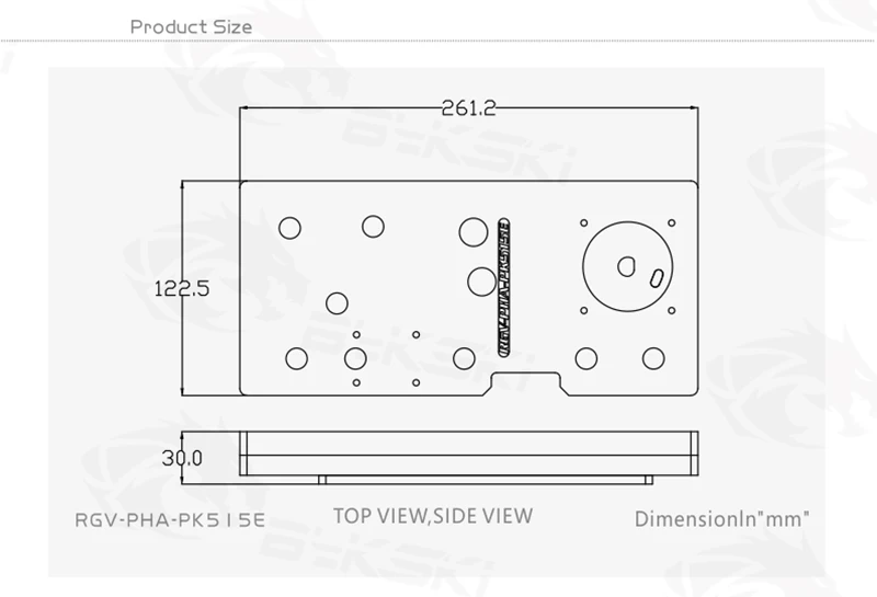 BYKSKI Acrylic Board Water Channel Solution use for PHANTEKS 515E Case for CPU and GPU Block / 3PIN RGB Light / Intead Reservoir