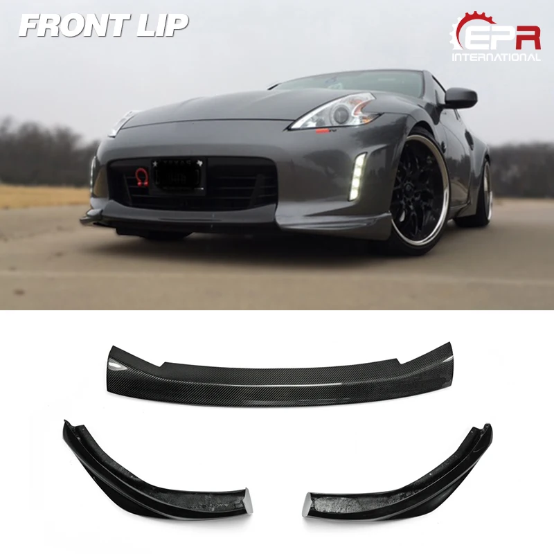 

For Nissan 370Z Z34 Kouki 13-17 Late Model (Facelift) JDM Front Bumper Lip Carbon Center Lip+FRP Unpainted Side Auto Tuning Part