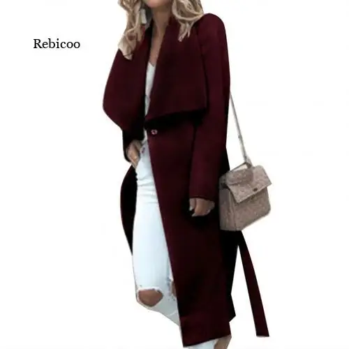 Autunno inverno volant cappotto caldo da donna cappotto lungo rovesciato cappotto soprabito capispalla Casual femminile Abrigo Mujer