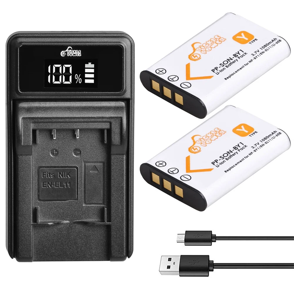 

1080mAh NP-BY1 EN-EL11 Battery+LED USB Charger for Nikon Coolpix S550 S560,Olympus LI-60B, DLI-78 DB-L70 DB-80 Sony HDR-AZ1