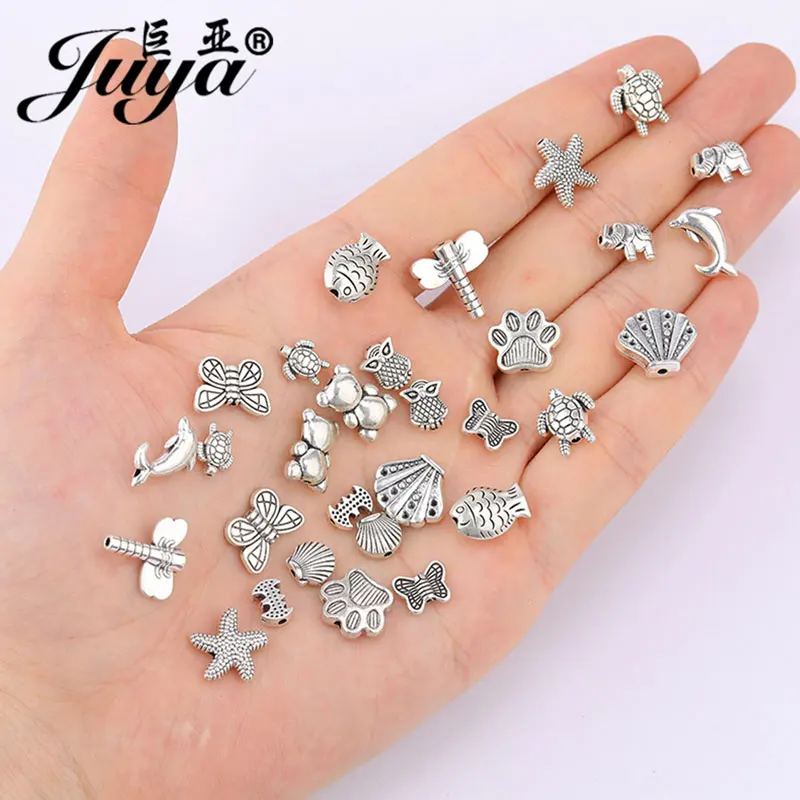 20pcs/lot Cross Fish Butterfly Beads Spacers Trinket Supplies Needlework For Bracelets Diy Jewelry Findings Crafts Accessories