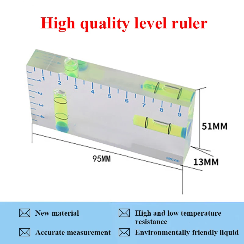 High Precision Transparent Two Direction Level Bubble Mini Spirit Level Horizontal Leveler Liquid Level Indicator Blisters Level