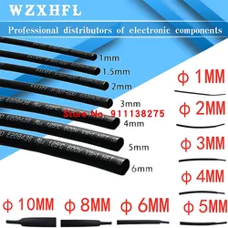 5 METER/LOT 2:1 BLACK 1mm 1.5mm 2mm 2.5mm 3mm 3.5mm 4mm 5mm 6mm 8mm 10mm Heat Shrink Tubing Tube