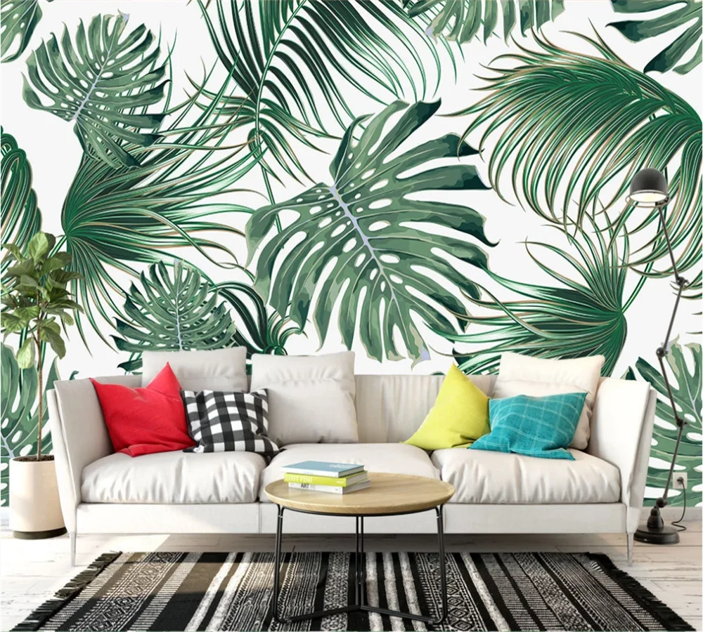 

XUE SU Custom wallpaper 3D/5D/8D murals Nordic tropical leaves banana leaves TV sofa interior decoration painting wall cloth