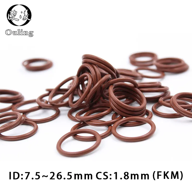 10PCS Fluorine rubber Ring Brown FKM O ring Seal ID7.5/8/9/10.6/11.2/26.5*1.8mm Rubber O-Ring Sealing Oil Ring Gaskets