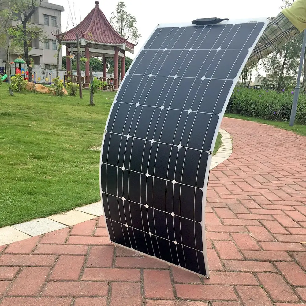 solar panel kit 500w monocrystalline flexible solar power system for rvs homes with 12v 24v controller battery clips