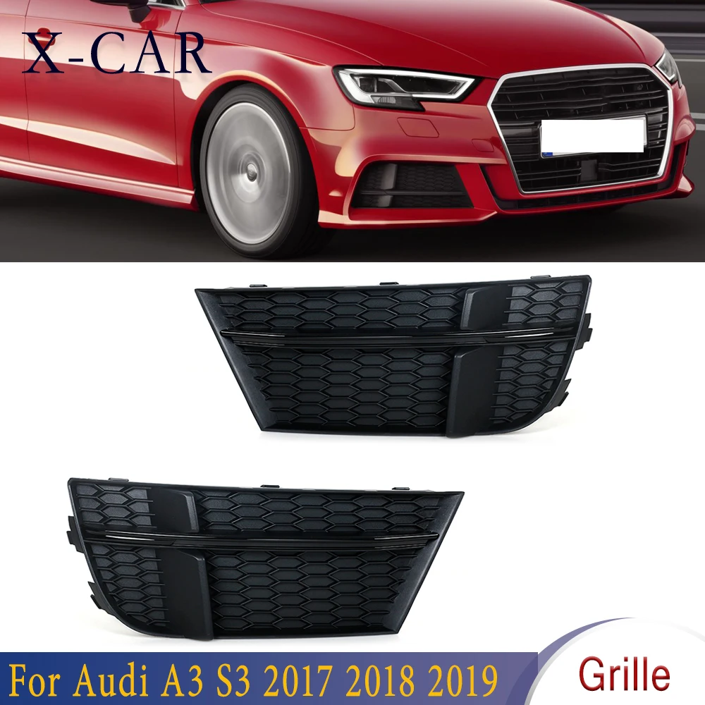 

Рамка для противотуманной фары для Audi A3 S3 2017 2018 2019, Черная решетка, подходит для автомобильных аксессуаров, 1 пара модифицированных аксессуаров для автомобиля