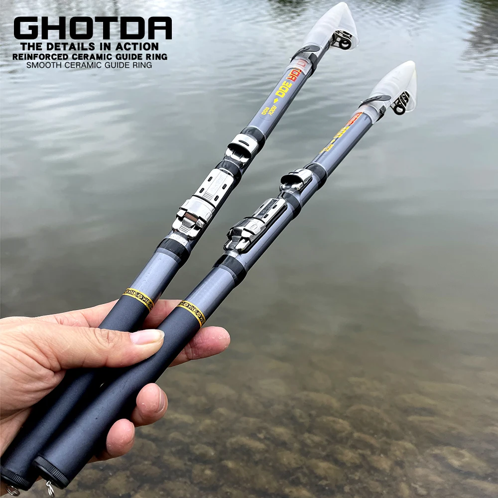 GHOTDA High Carbon 1.5M-3.0M Fishing Rod Spinning Portable Telescopic Spinning Rod Ultralight Rock Fishing Rod