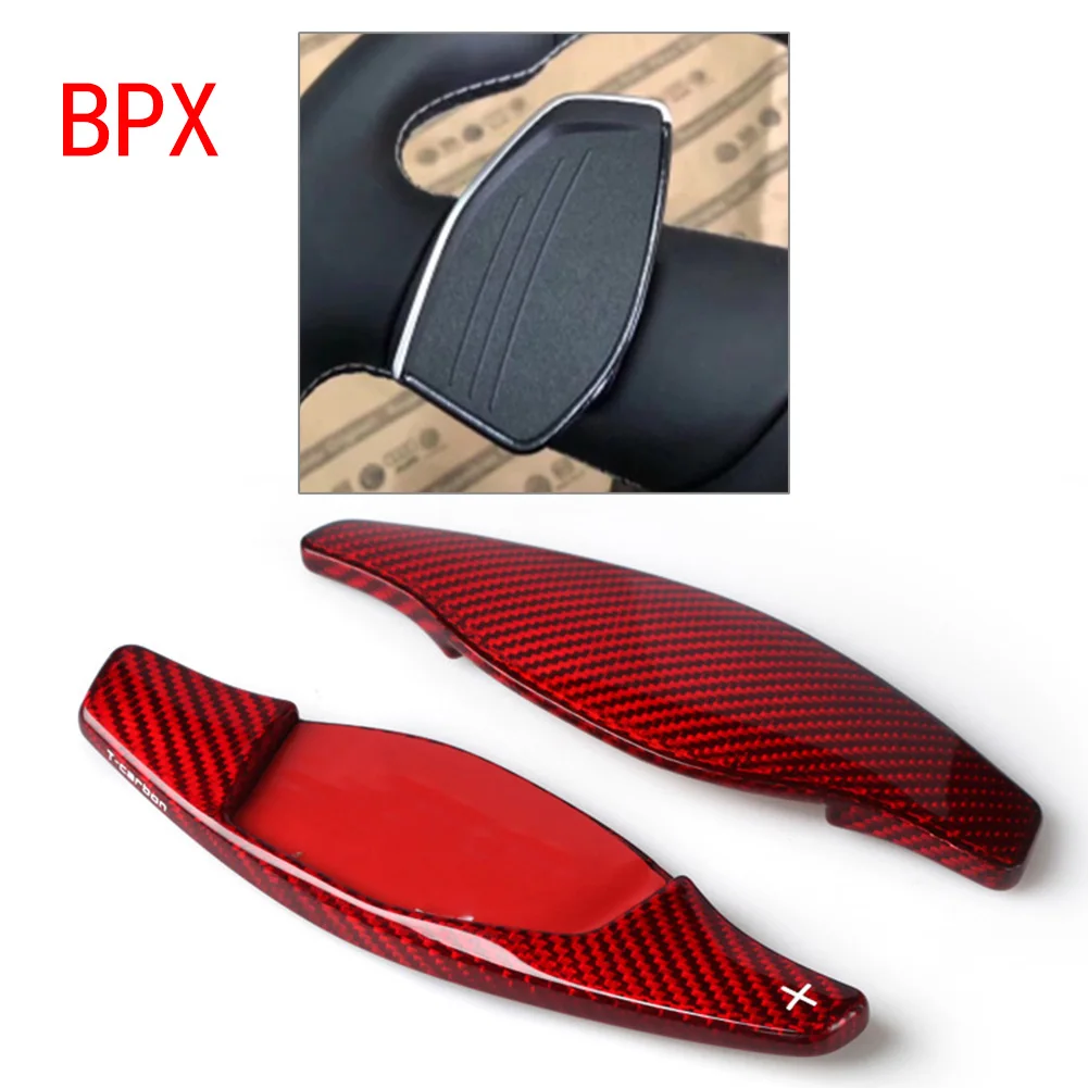 

2Pcs Car Steering Wheel Shift Paddle Extension Red Carbon Fiber For Audi R8 RS3 RS4 RS5 TT RS