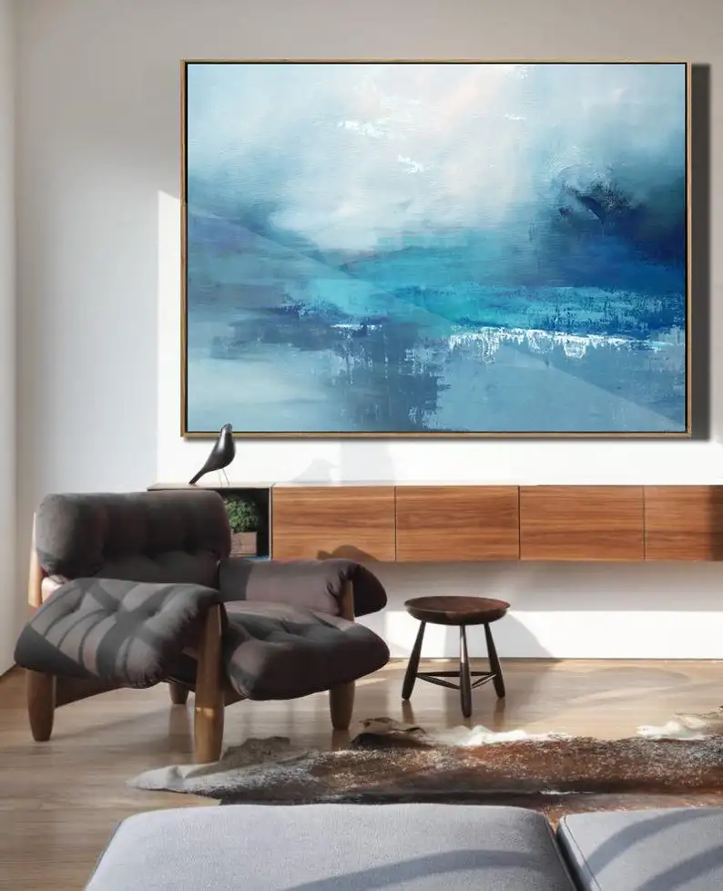 Blue Marine Landscape Painting Large Sky And Sea PaintingOriginal Abstract Painting Landscape Painting Large Wall Sea Painting