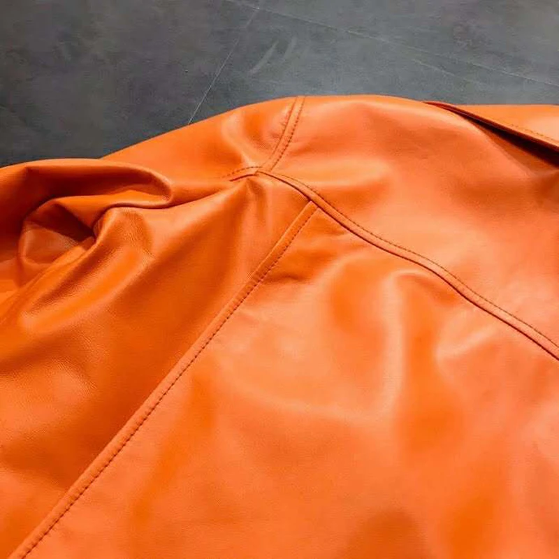 Neue Ankunft 2022 Frauen Mantel Frühling Und Herbst Echtem Leder Jacke Solide Sechs Farben Kleidung Short Drehen-unten Kragen oberbekleidung