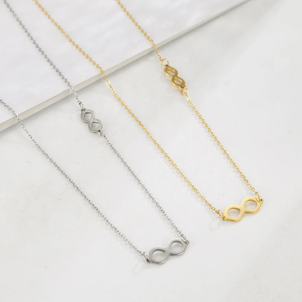 Skyrim Fashion Simple Infinite Shaped Choker Necklace for Women Stainless Steel Lucky Number Eight Necklaces 2024 Gift Wholesale