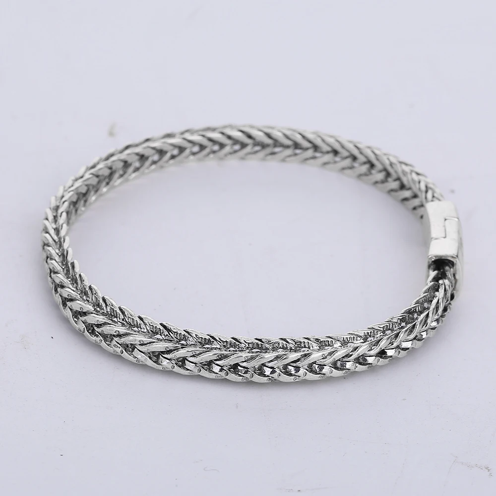 Ancient Silver color Man Buddha Bracelet Cuff Bangle Tire Pattern Bracelet Retro Jewelry Popular Jewelry Accessories for Women