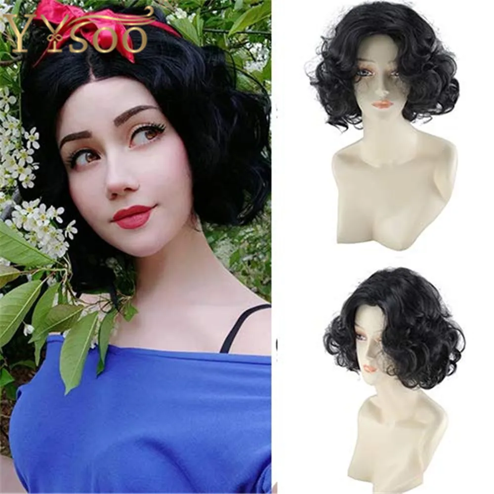 YYsoo Short Synthetic Cosplay Wig Women's and Kids Short Bob Wave Black Halloween Costume Wig Anime Party Wig with Free Wig Cap