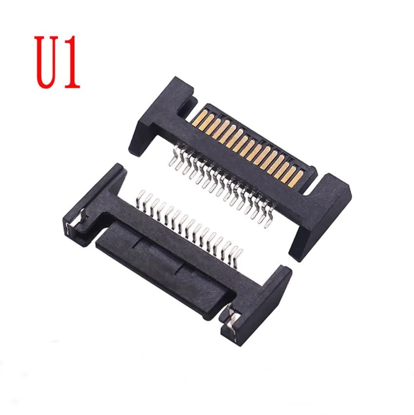 5PCS SATA Right Angle Straight Patch Type 15 Pin 15P Male Adapter Connector For Hard Drive HDD