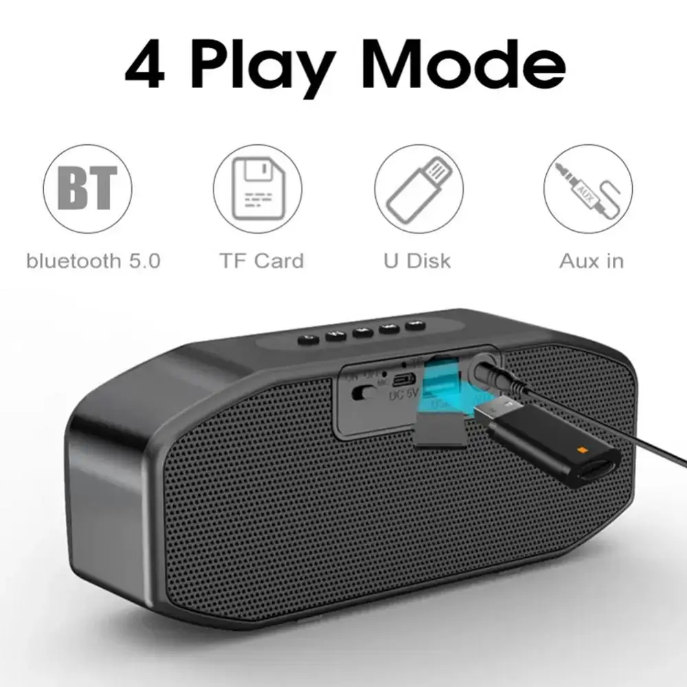 50% Hot Sales Wireless Bluetooth-compatible Audio Double Speaker with LED Display FM Radio Alarm Clock