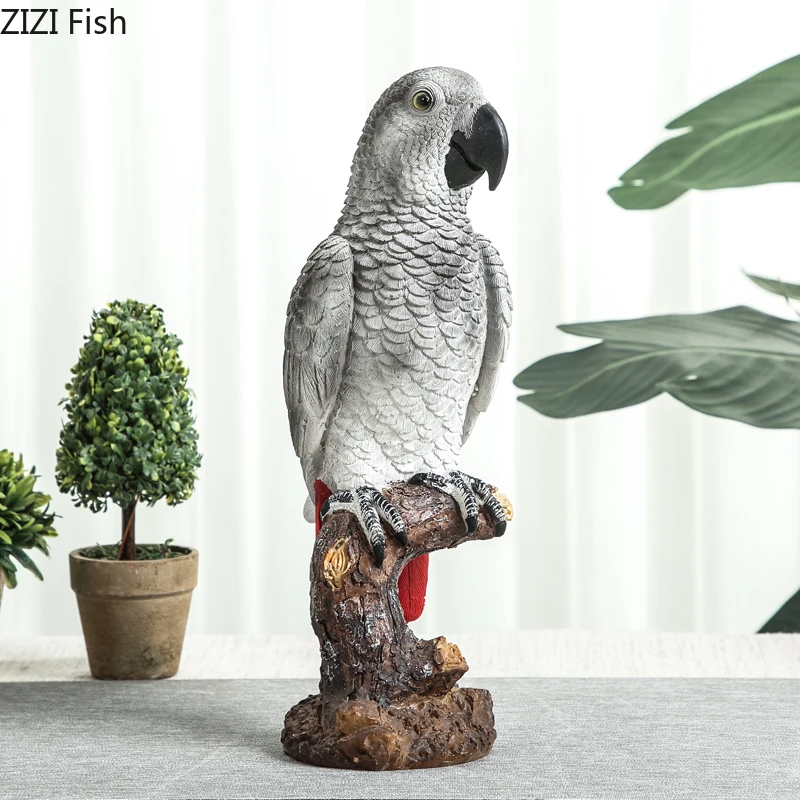 

Creative Simulation Parrot Bird Crafts Ornaments Grey Parrot Macaw Simulation Animal Sculpture Home Decoration Accessories