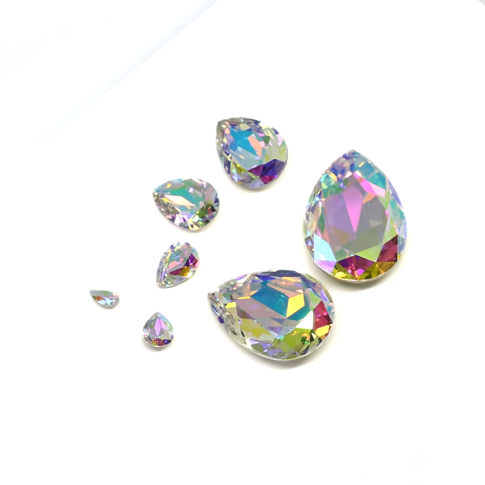 Teardrop  Strass Diamond Glass Applique Rhinestone Nail Art Decorations Stones Crystals Cristal For DIY Crafts Clothes 3003