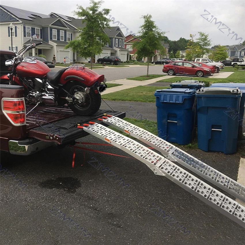 Folding Ladder Steps Motorcycle Loading Trailer Transportation Loading Folding Stairs Aluminum Alloy Ladder Cimbing Ladder 226CM