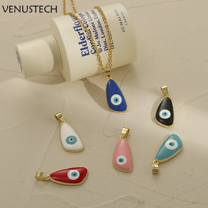 

10Pcs Zinc Alloy Dripping oil Geometric Shape DIY Blue Eye Demon Pendant For Earrings Necklace Jewelry Making Accessories