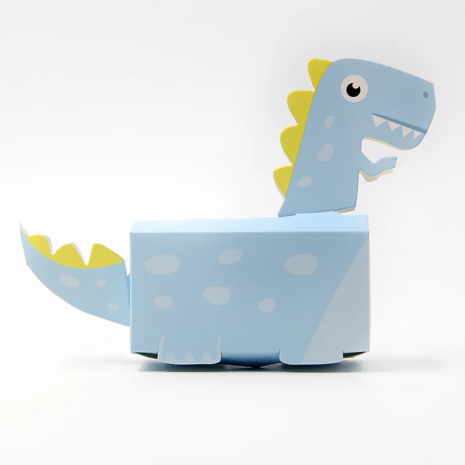 10 Stück grün-blaue Dinosaurier-Keksboxen, Karton, Dinosaurier-Süßigkeitsbox, für Jungen, alles Gute zum Geburtstag, Party-Dekorationen, Papierverpackungsboxen – Detail 7