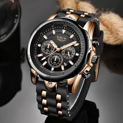 LIGE – Montre-bracelet style sport pour homme, accessoire à quartz, étanche, moderne de top marque, décontracté, militaire