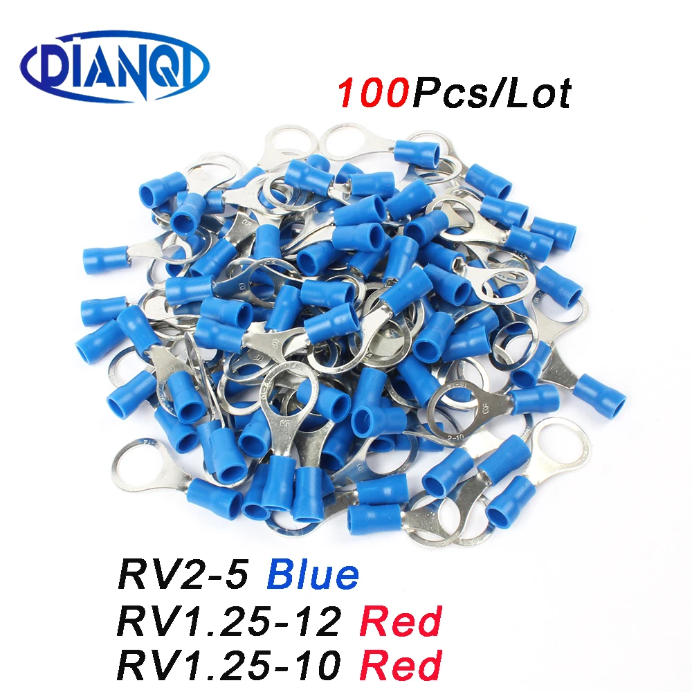 RV2 Small Blue Circular Pre-insulating Terminal(Type TO-JTK) Terminal Connector/Cable Connector/Wire Connector 100Pc/Lot