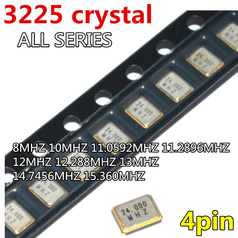 10pcs 3225 quartz crystal unit crystal 3.2*3.5mm 4p 8MHZ 10MHZ 12MHZ 12.288MHZ 13MHZ 14.7456MHZ 15.360MHZ 16MHZ 18.432MHZ 19.2MH