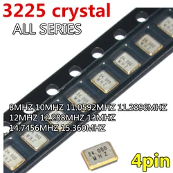 3225 석영 크리스탈 유닛, 3.2*3.5mm, 4p, 8MHZ, 10MHZ, 12MHZ, 12.288MHZ, 13MHZ, 14.7456MHZ, 15.360MHZ, 16MHZ, 18.432MHZ, 19.2MH, 10 개