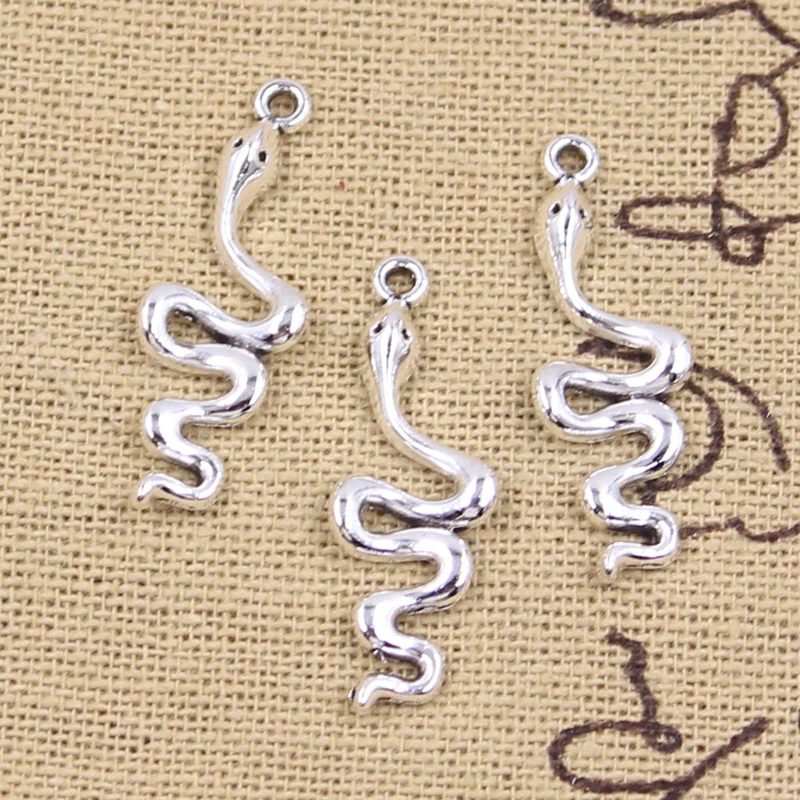 30pcs Charms Snake 28x9mm Antique Silver Color Pendants DIY Crafts Making Findings Handmade Tibetan Jewelry