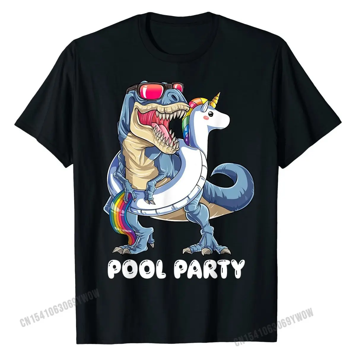 Pool Party Dinosaur Unicorn T shirt T rex Float Rainbow Gift T-Shirt Men Cute Printed On Tops T Shirt Cotton Tshirts Casual