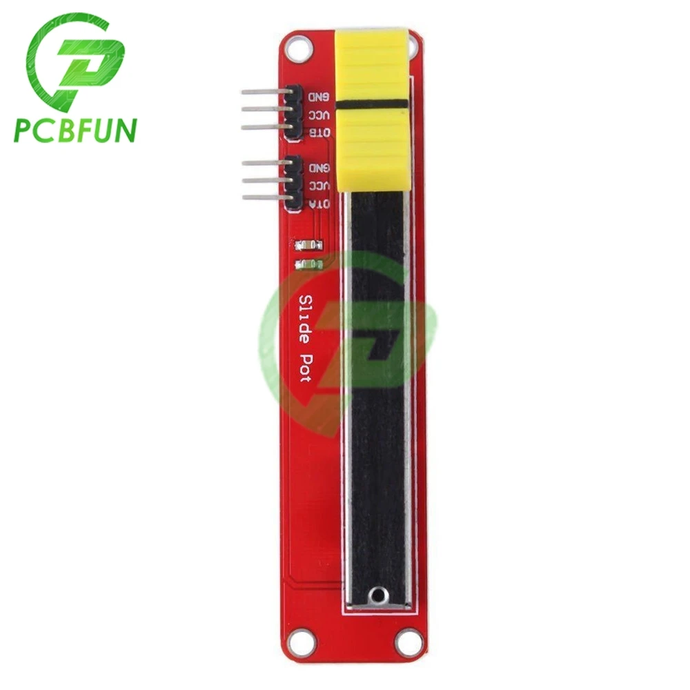 Pcbfun 3.3V 5V Single Row Slide Potentiometer 10K Linear Module Dual Output for Arduino AVR Electronic Block For MCU For ARM VCC