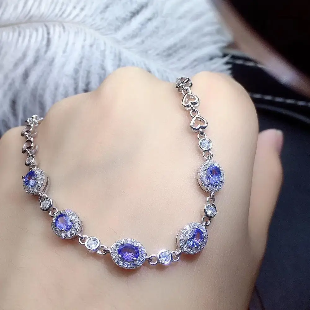 Natural and Real Tanzanite Bracelets 925 sterling silver Fine jewelry gems