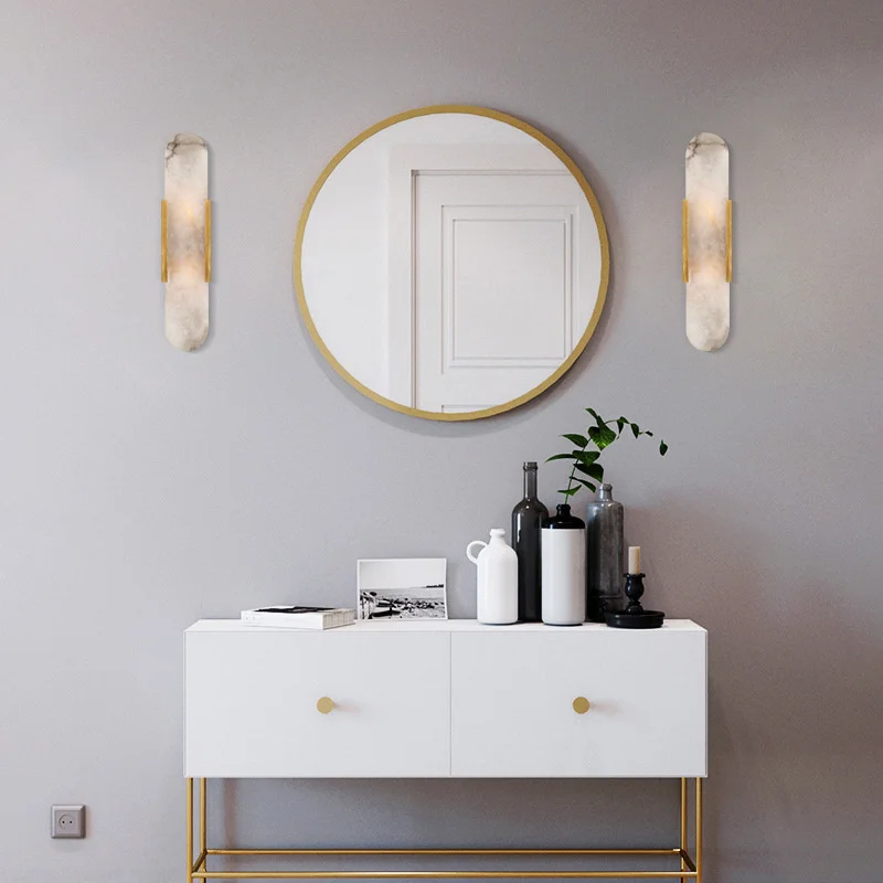 Đá Cẩm Thạch Tự Nhiên Sconce Đèn G4 Ổ Cắm Đèn Tường Bắc Âu Phần Cứng Phòng Khách Đầu Giường Phòng Ngủ Áo Ngực Khách Sạn Lối Đi Cầu Thang Lightingp