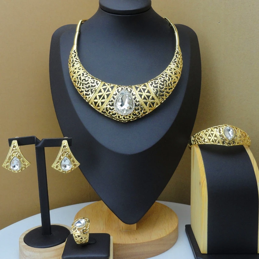 Yuminglai African Traditional Jewelry Dubai Costume Jewelry  Rhinestone Jewelry Sets FHK9414