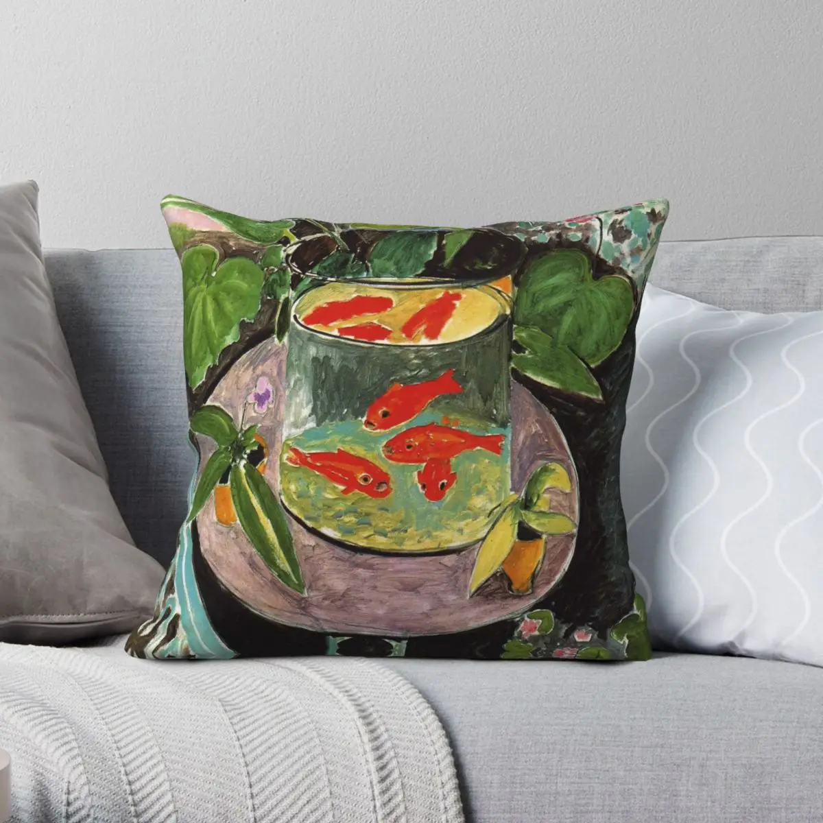 Henri Matisse Goldfish 1911 Goldfishes Square Pillowcase Polyester Linen Velvet Pattern Zip Decor Home Cushion Case 18