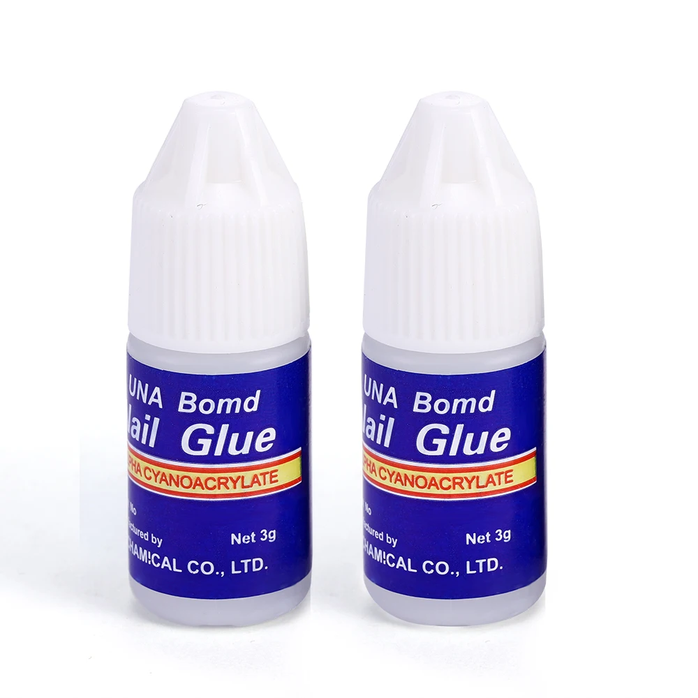 

2 Bottle/Set False Nail Glue Nail Supplies Nail Glue With Brush Doesn't Hurt Fingernail Stick Decoration Nail Tips Tools 3g/Box